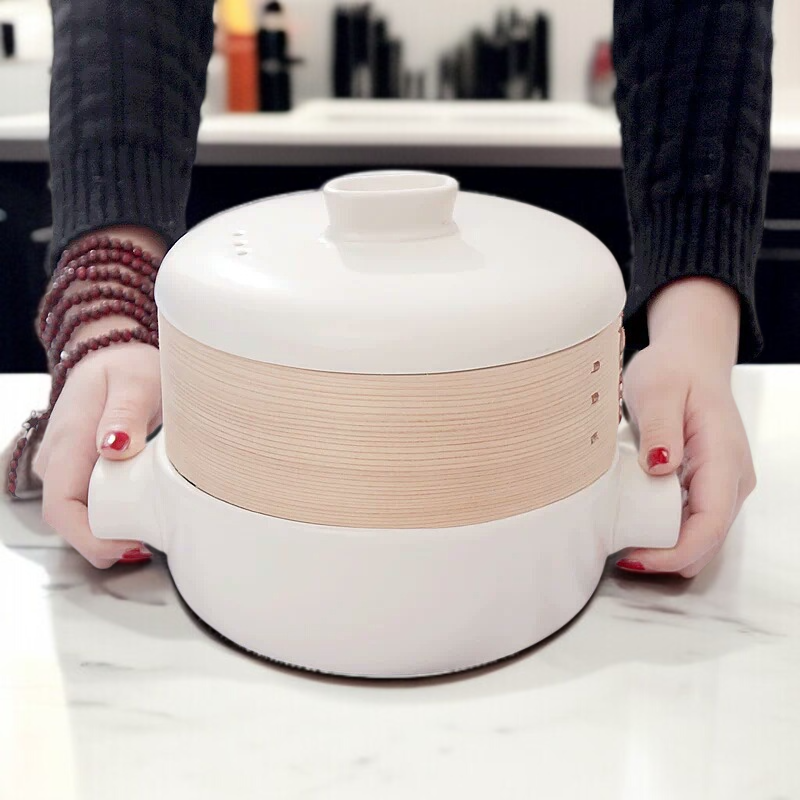 家庭用上部蒸気下部調理シチュー鍋セラミック蒸し器スープ耐熱キャセロール蒸し器キャセロール上部蒸気下部調理