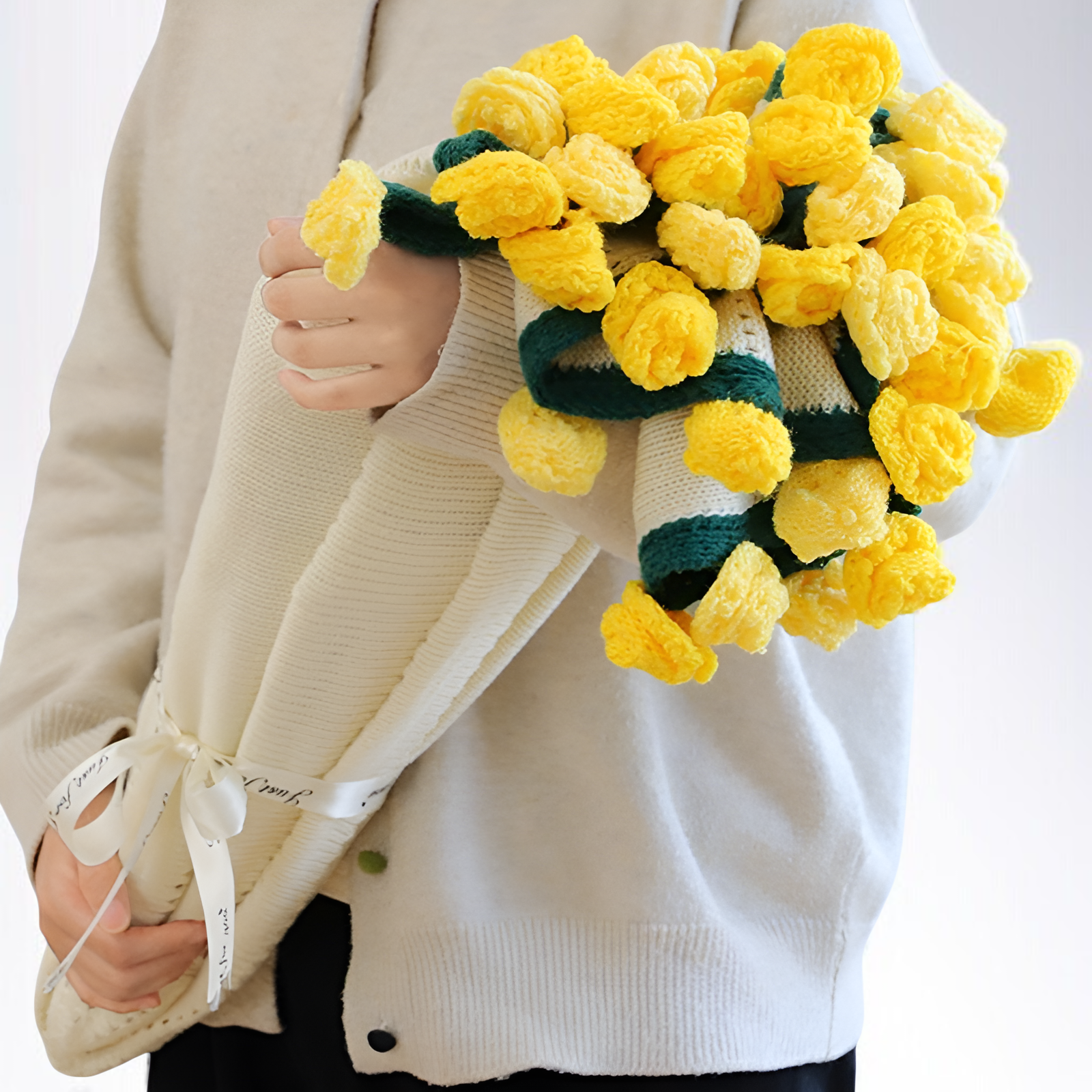 ومن ناحية محبوك بطانية الصوف باقة الورد