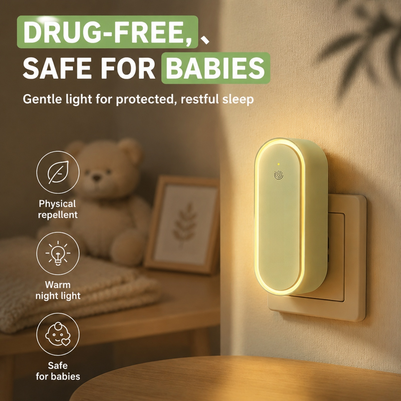 Wall-mounted ultrasonic repeller in living room