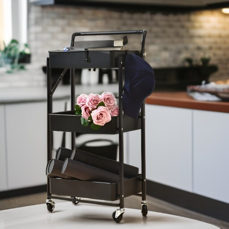 Składany wózek transportowy z rączką, biały