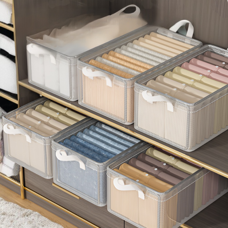 8-pack clothes storage box home clothes and pants storage box wardrobe layered storage artifact stor