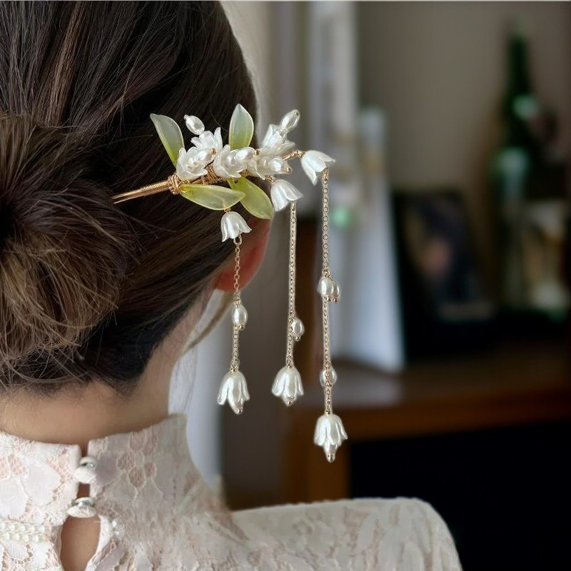 クラシックな古風タッセル簪 レディース高級感ヘアアクセサリー 漢服・チャイナドレス用