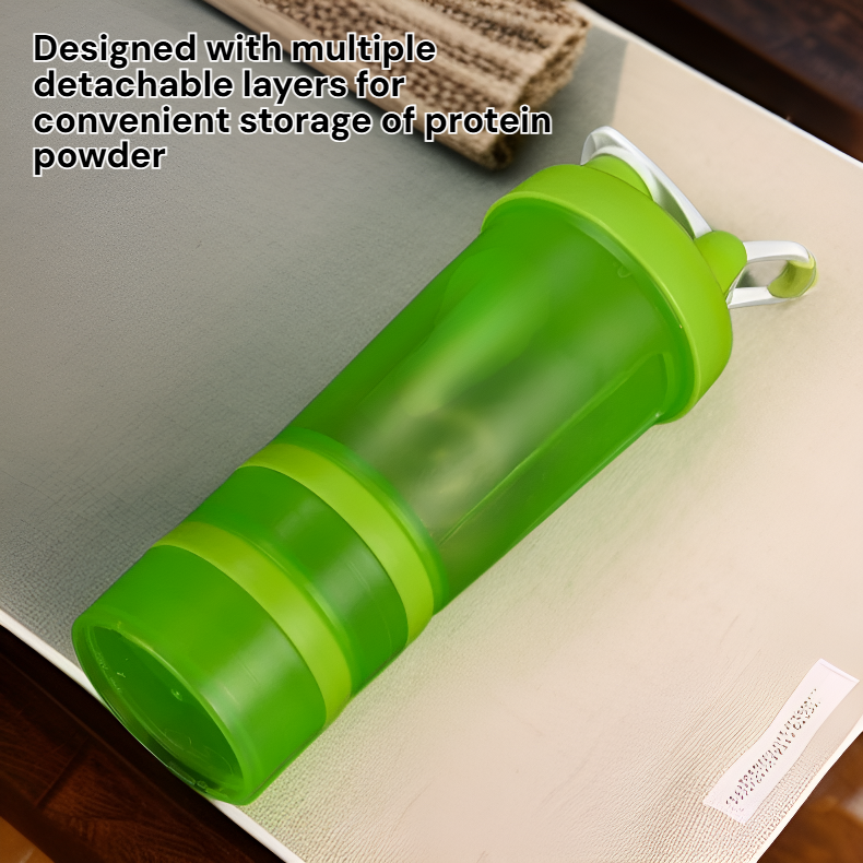 Multi-Layer Protein Shaker Cup Fitness Water Bottle