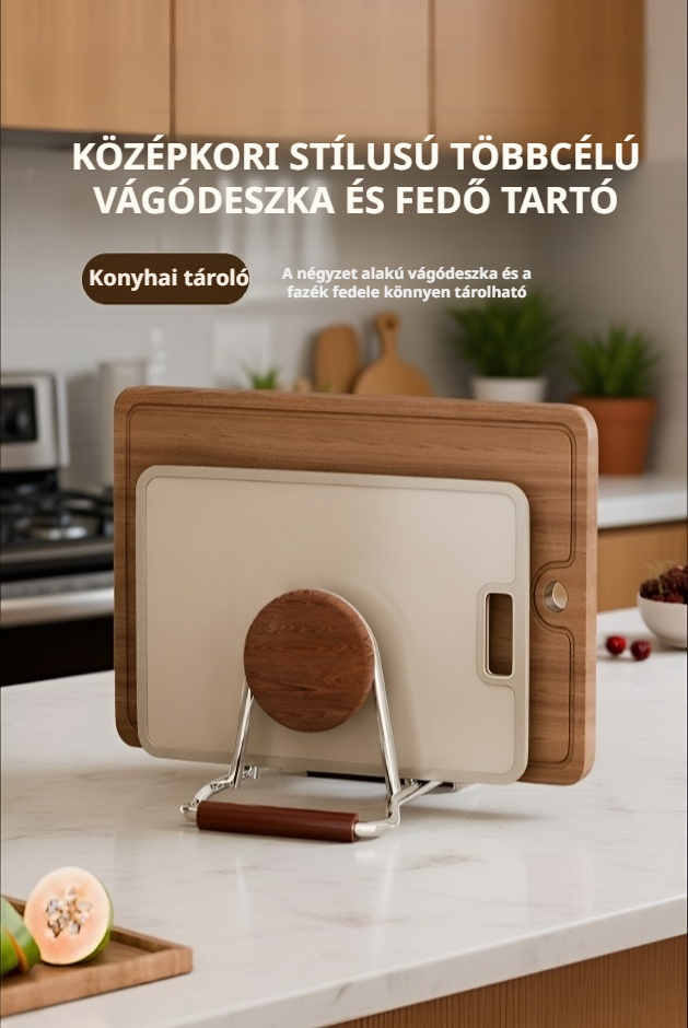Rozsdamentes acél vágódeszka tartó konyhapulton