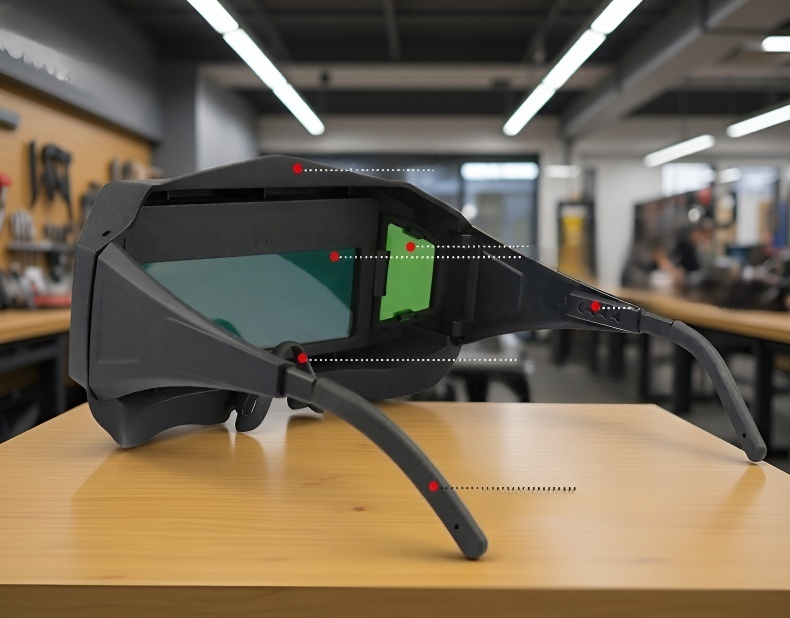 معدات لحام مع نظارات ذاتية التعتيم