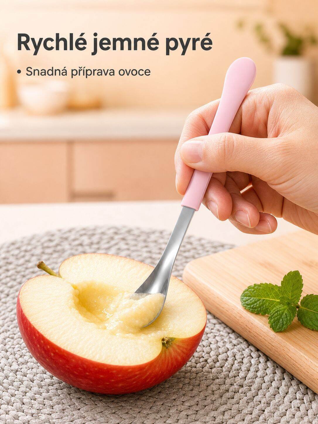 Nerezová lžička na ovocné pyré pro dětskou výživu