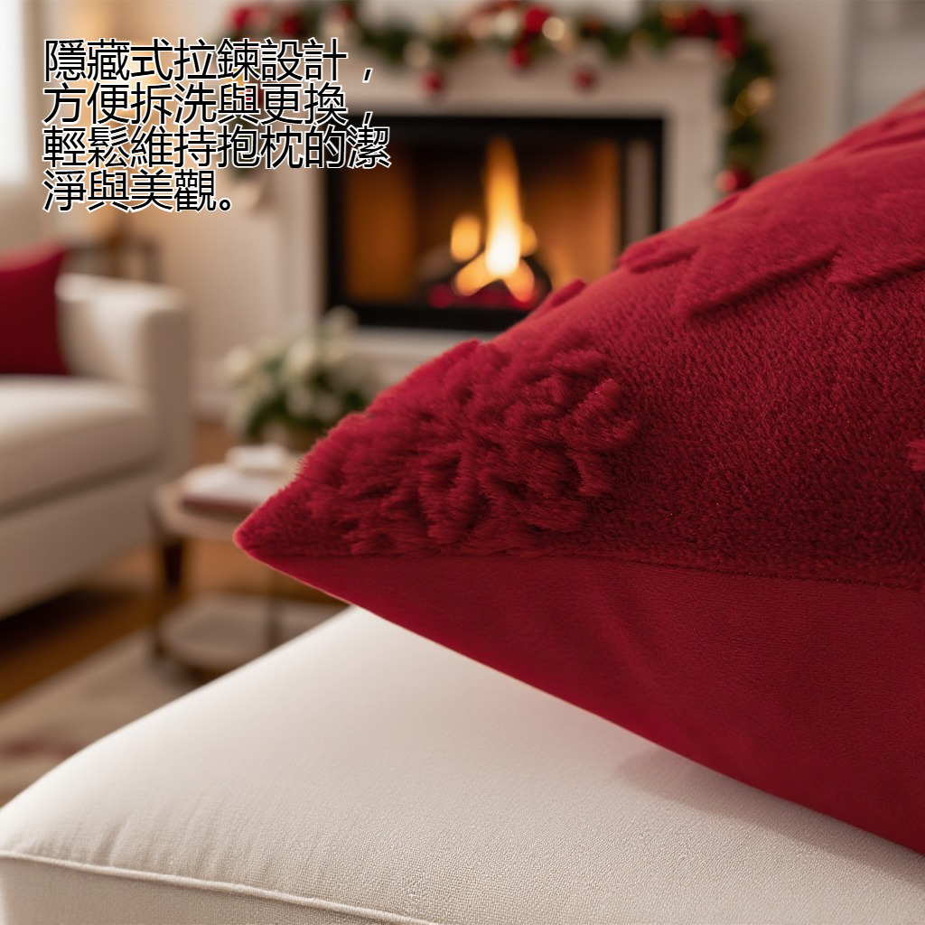 毛絨材質聖誕樹抱枕套細節近拍