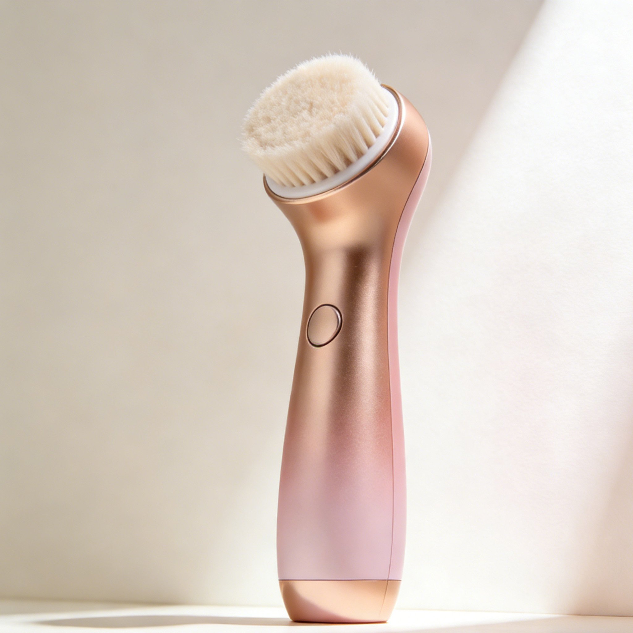 Dispositivo de limpieza facial en uso sobre el rostro