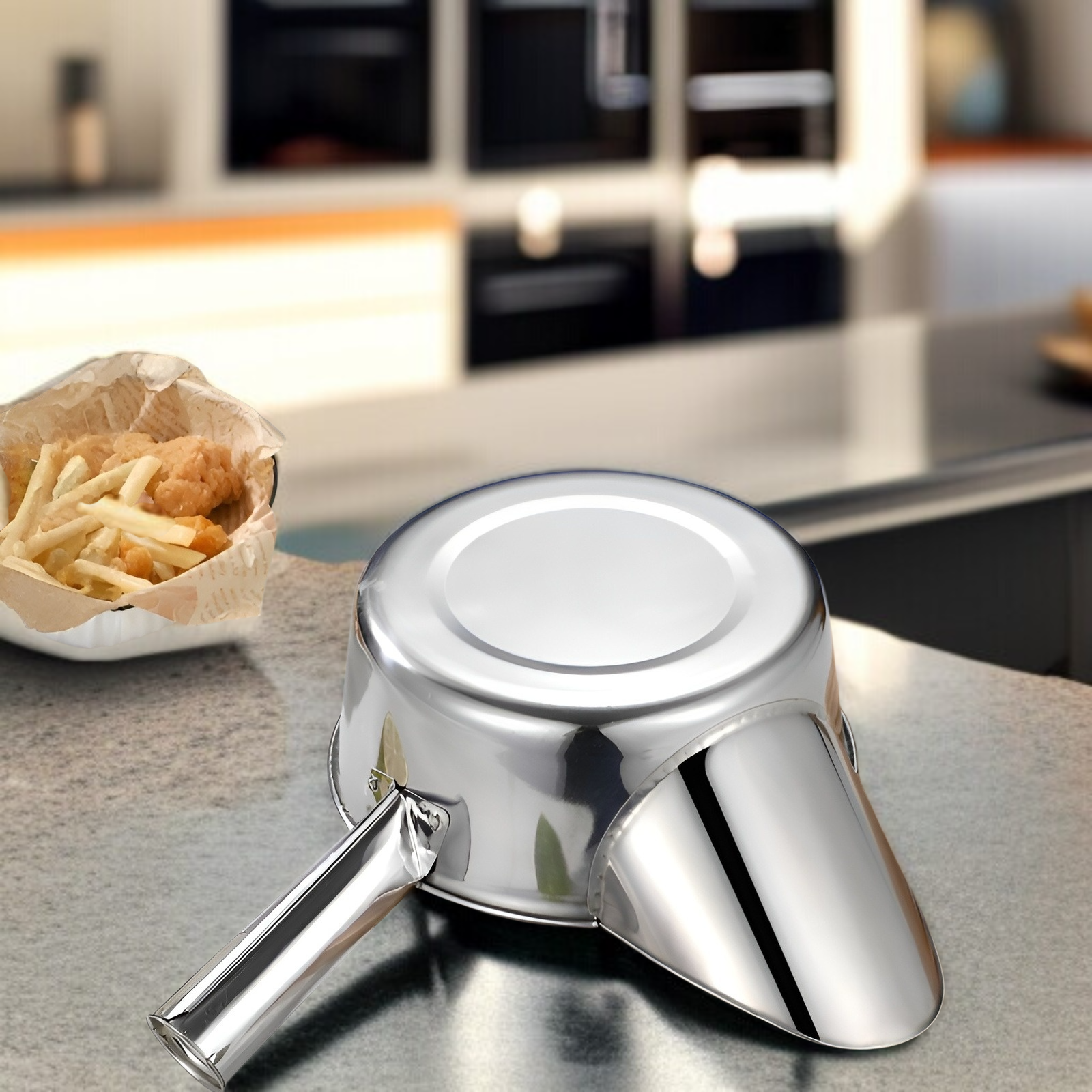 ステンレススチール製の梱包用シャベル、ダックビルスクープ、フライドチキン、ミキシングボウル、フライドポテト用梱包用スプーン、ストール、業務用袋詰め用スプーン、シャベル