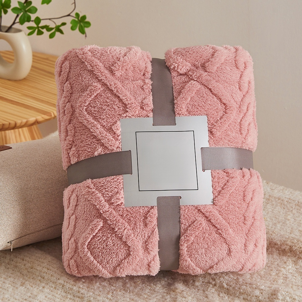 Manta de terciopelo coral AB, doble cara, jacquard de franela