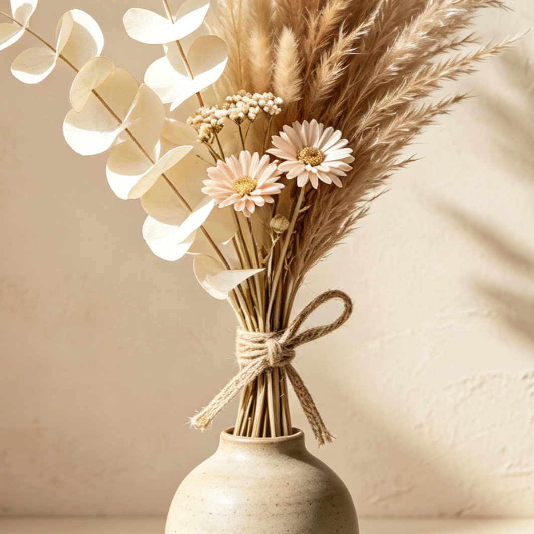 ドライフラワーの花束（小さな陶器の花瓶付き）