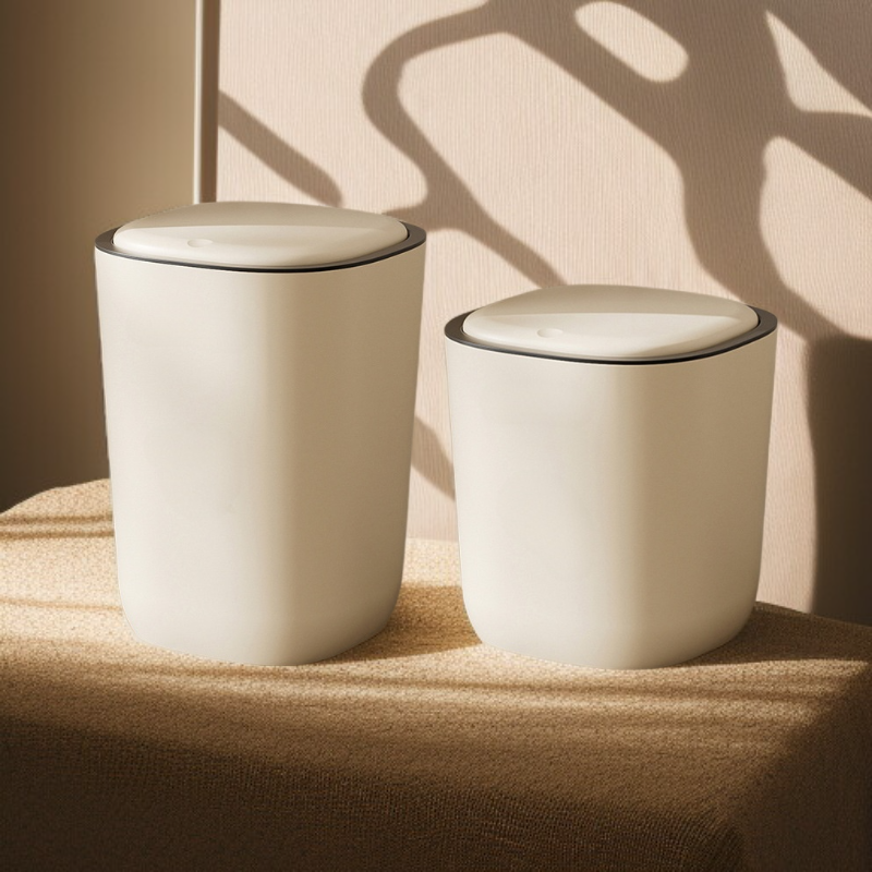 버튼식 뚜껑 여닫이 쓰레기통