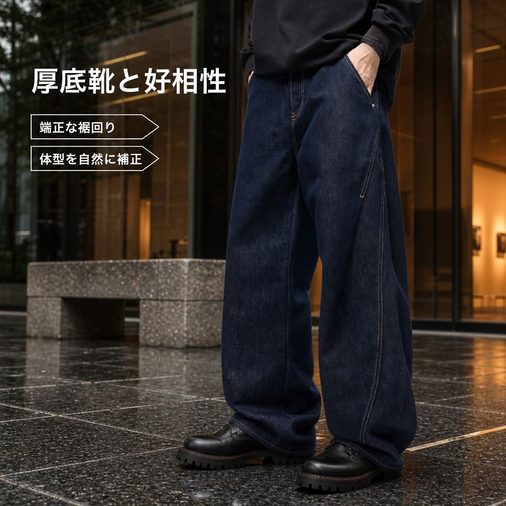2026春新作 メンズ リジッド 原色 ルーズ ストレート ワイドデニム アメカジ カーブパンツ ジーンズ