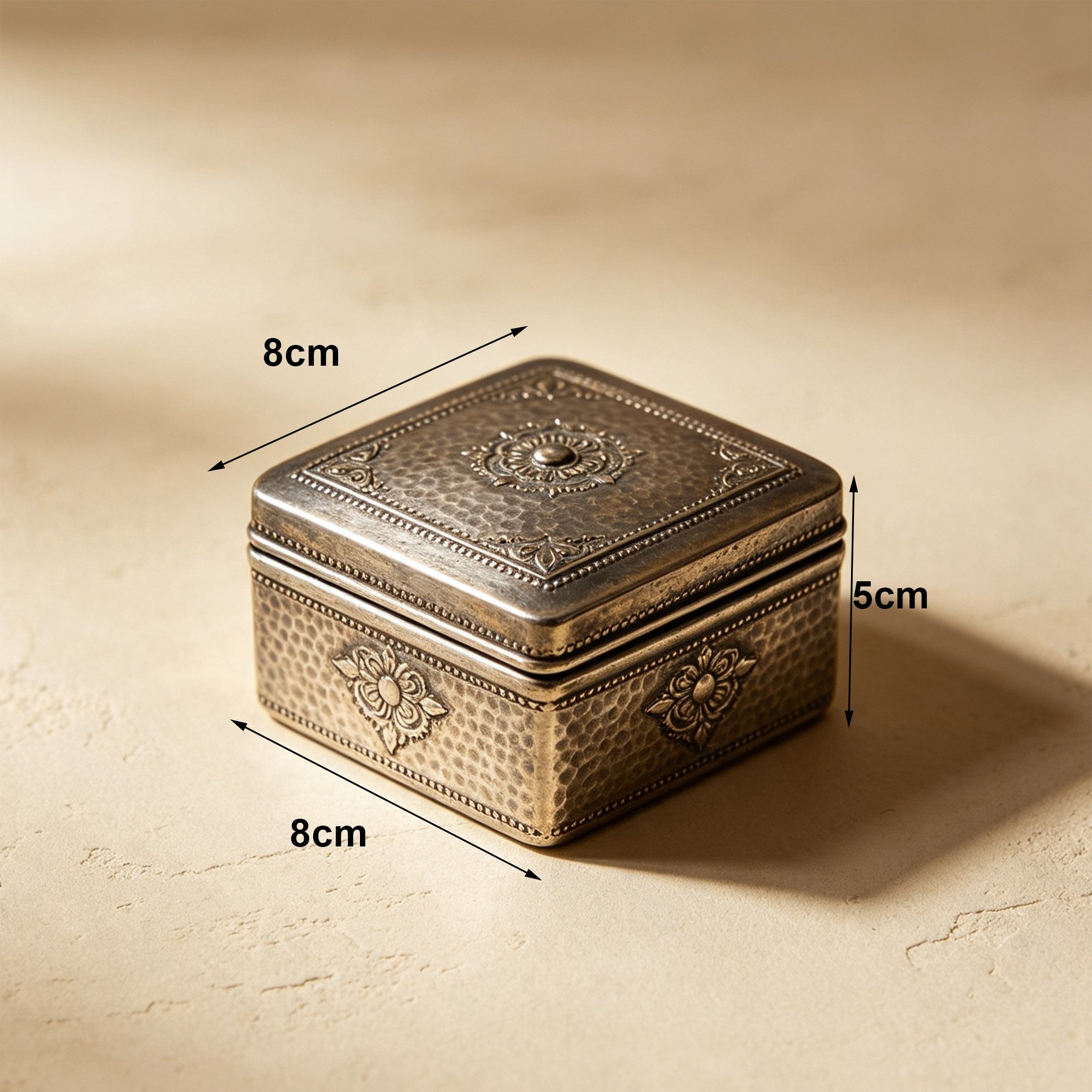 Elegant silver carved storage boxes set of 2