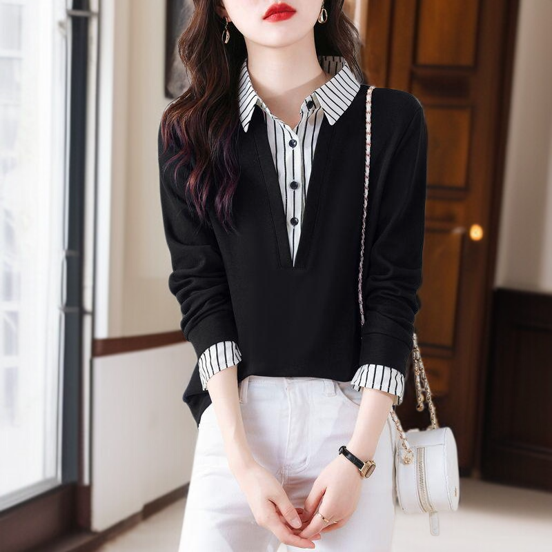 가짜 투피스 셔츠 여 긴팔 맨투맨 봄가을 신상 스타일리쉬 니트 상의 이너