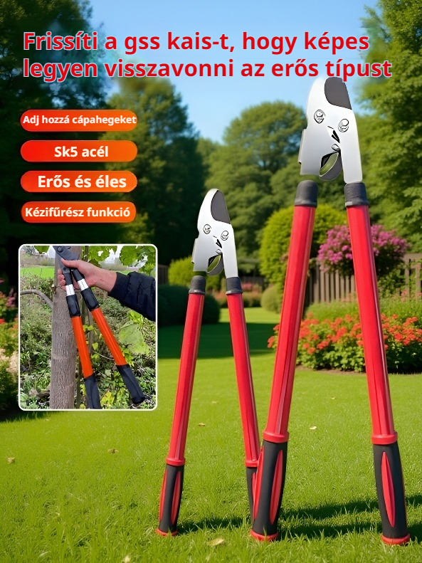 Nagy nyílású teleszkópos ágvágó olló 