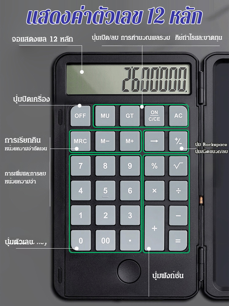 เครื่องคิดเลข 2in1 มาพร้อมกระดาน LCD  มีปากกา เขียนได้