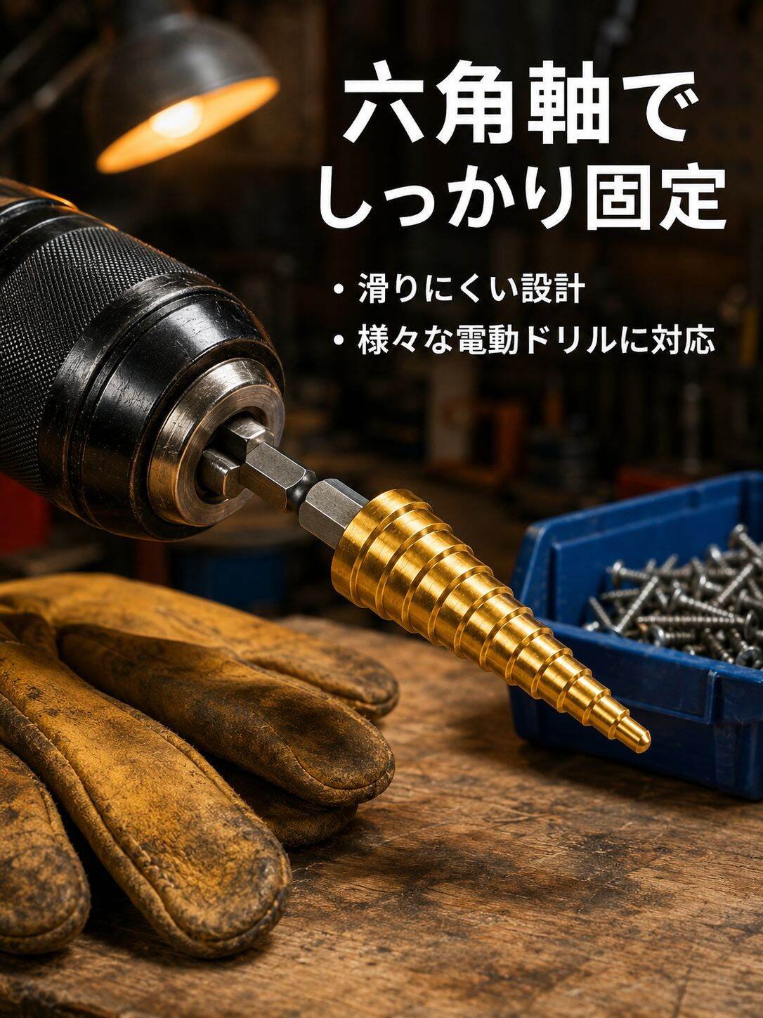 六角シャンク多機能ステップドリルセット 電動ドリル・木工穴拡大用