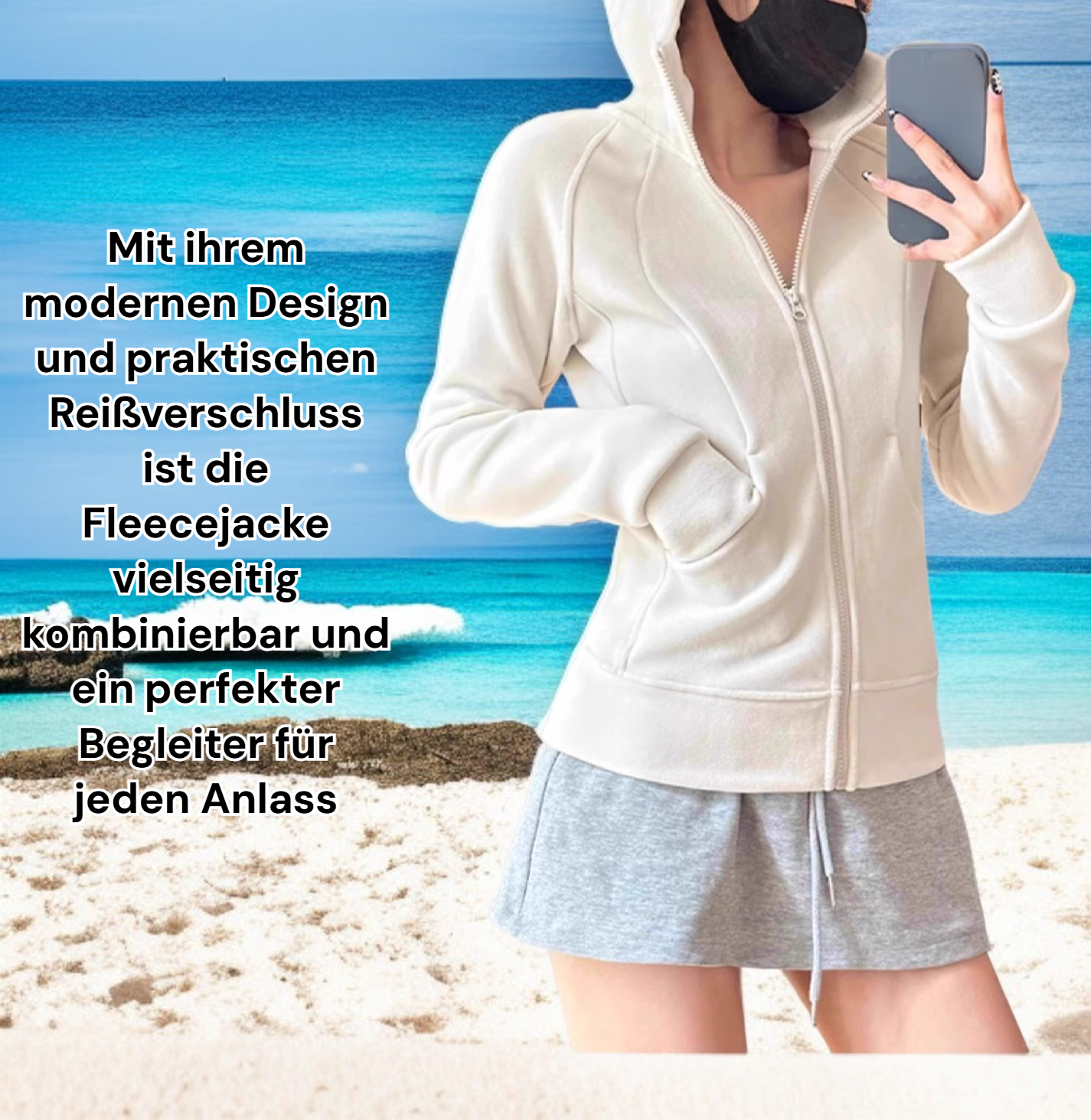 Sweatshirtjacke aus Polarfleece Vorderansicht