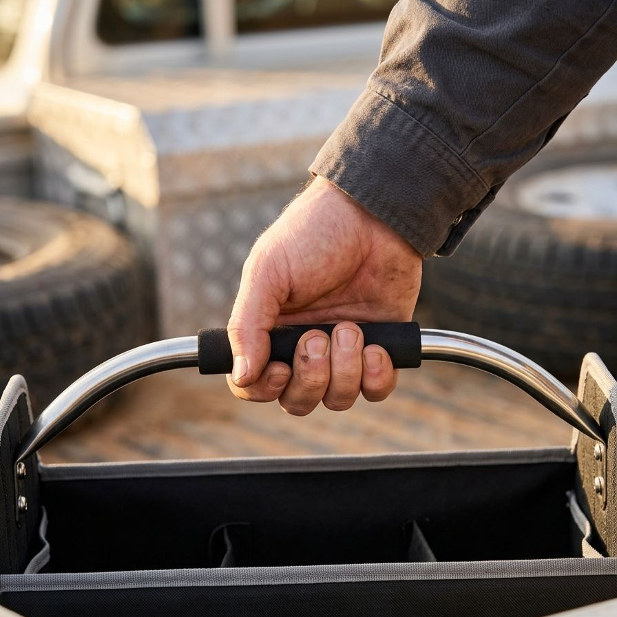 持ち運びに便利なハンドル付き工具バッグ