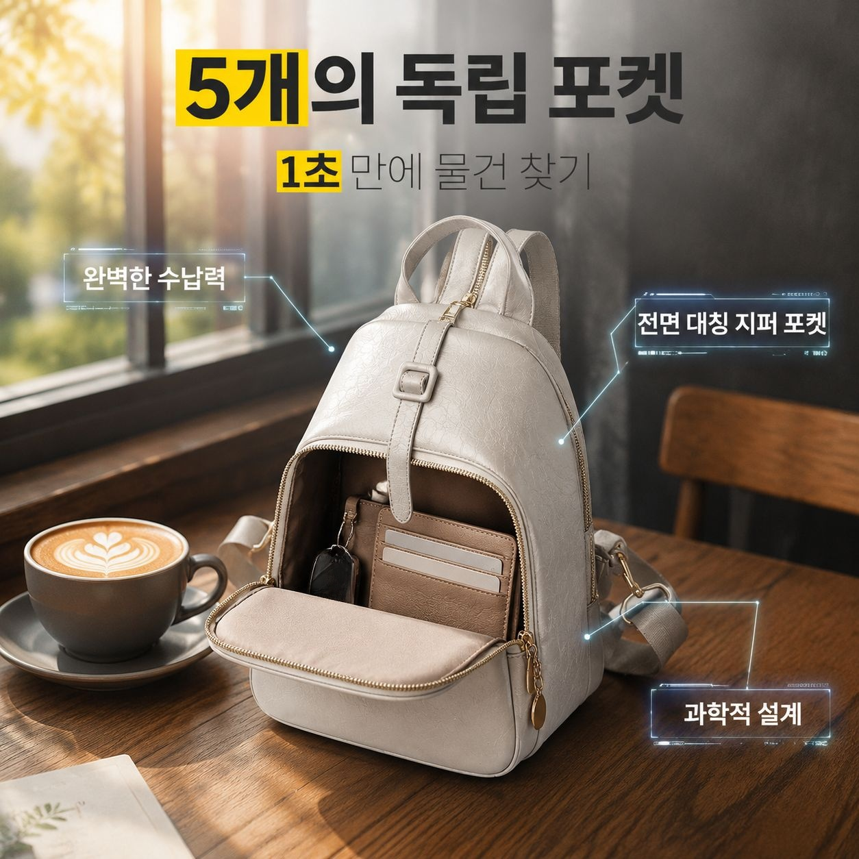 고급 한국풍 여성 백팩, 대용량, 숄더/크로스 겸용, 여행과 레저에 적합