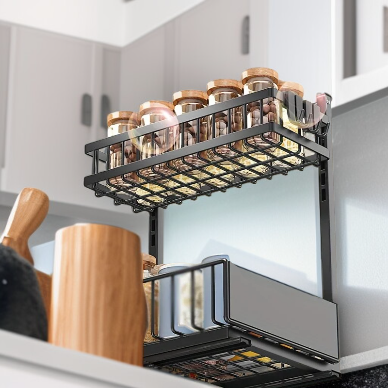 Home Under Sink Storage Rack, Punch-free Double-layer Drawer Organizer, 