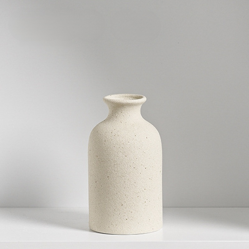 マット仕上げ純白セラミック花瓶 リビング用フラワーベース