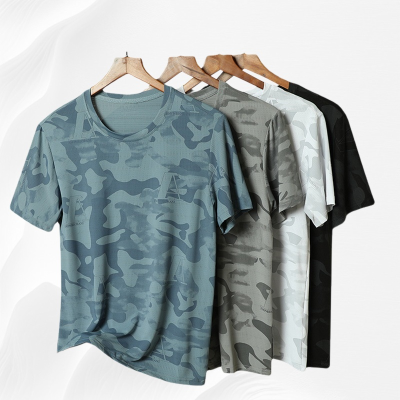  เสื้อยืดผู้ชายฤดูร้อน ผ้าเย็นแห้งเร็ว ทรงหลวม คุณภาพดี