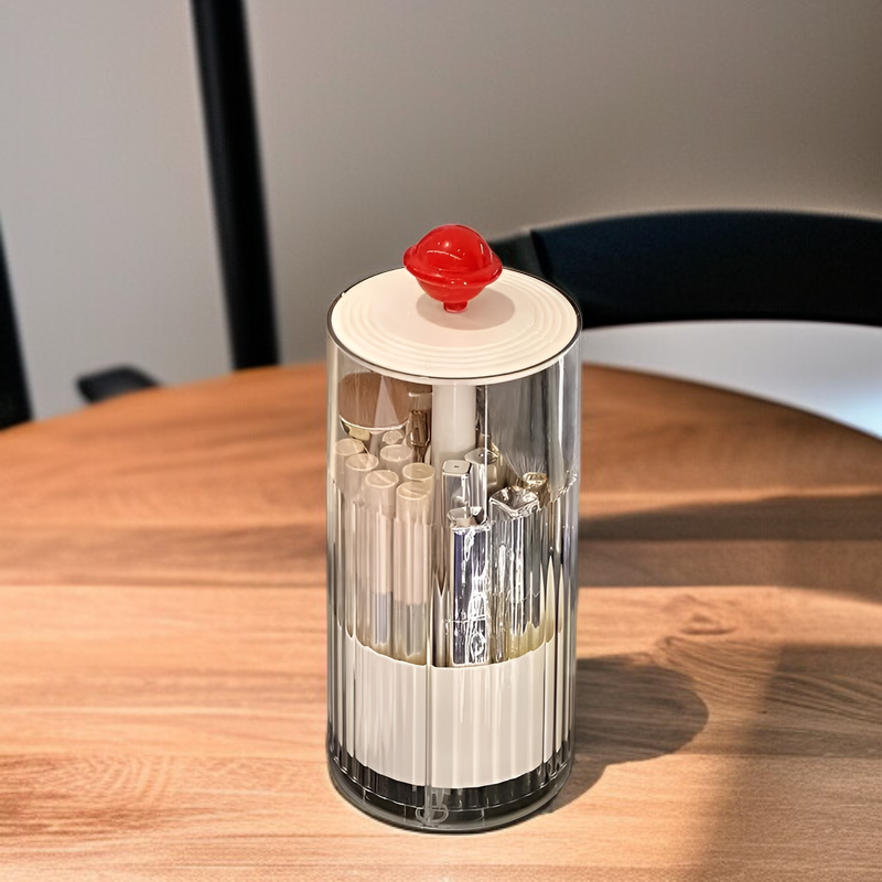 Caja organizadora de cosméticos de sobremesa con tapa a prueba de polvo