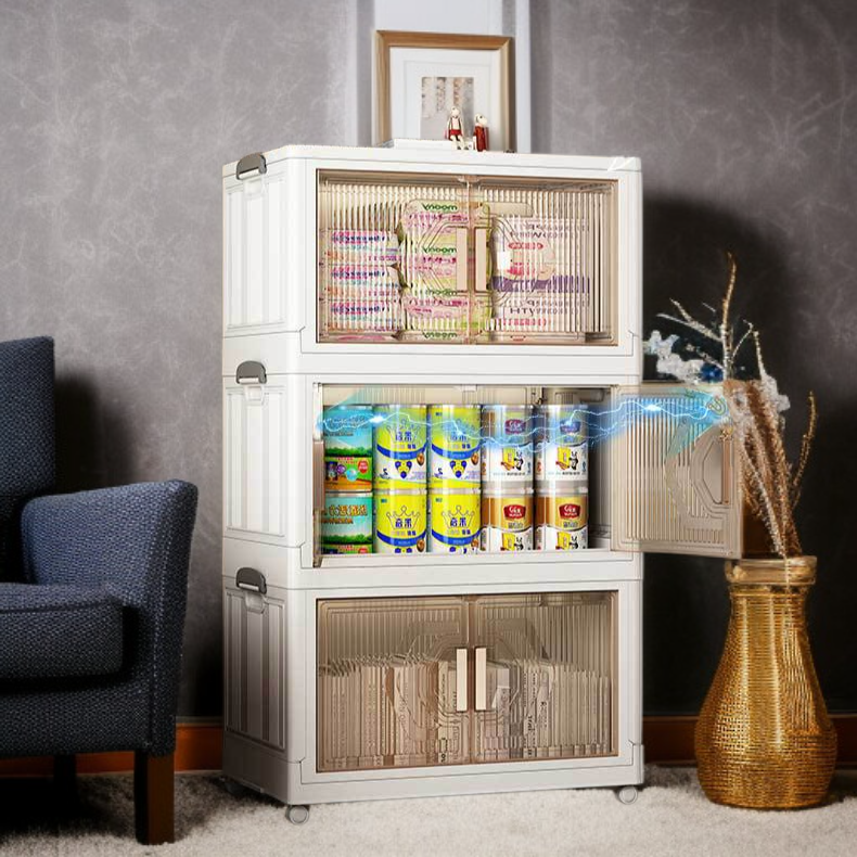 Caja de almacenamiento de plástico con estantes para el hogar