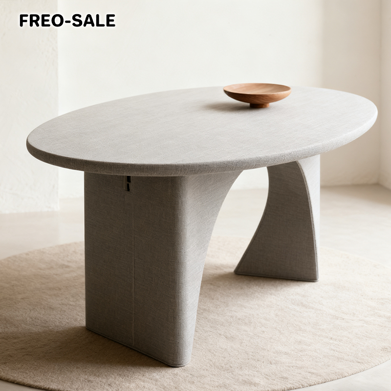 모던 타원형 커피 테이블 전체 모습