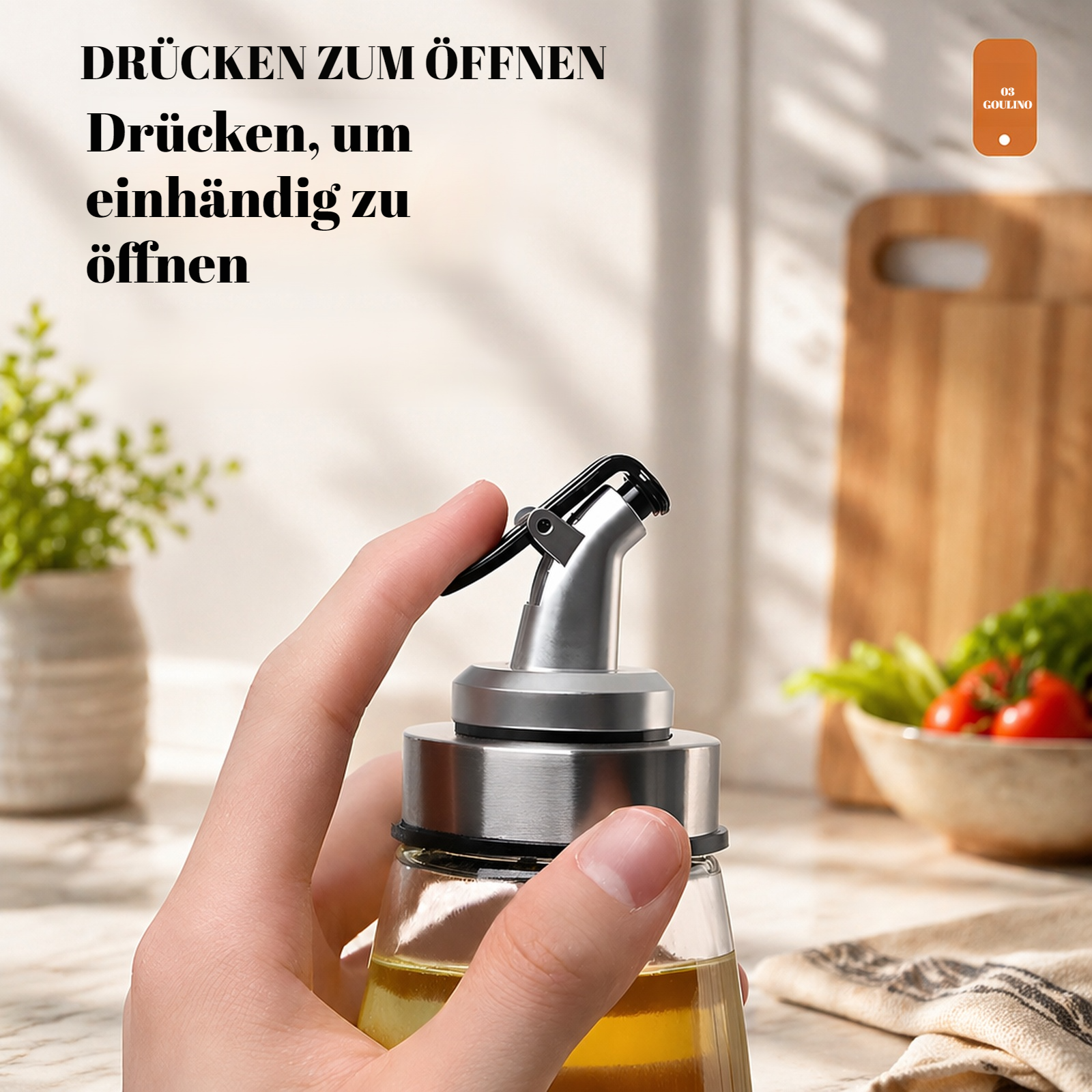 Multifunktionale Glasölflasche, Küchenbehälter für Sojasauce und Essig, Outdoor Ölbehälter