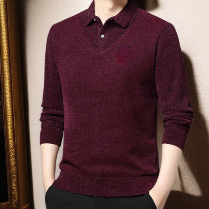 모델이 입은 중년 남자 겨울 니트