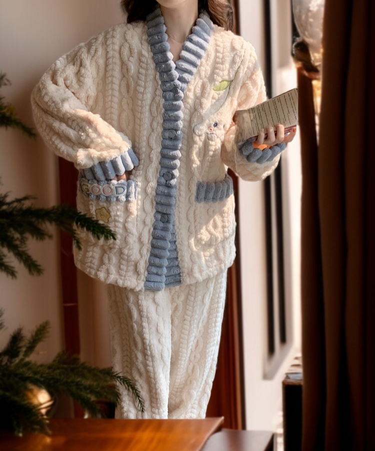 편안한 핏 여성 겨울 잠옷 세트