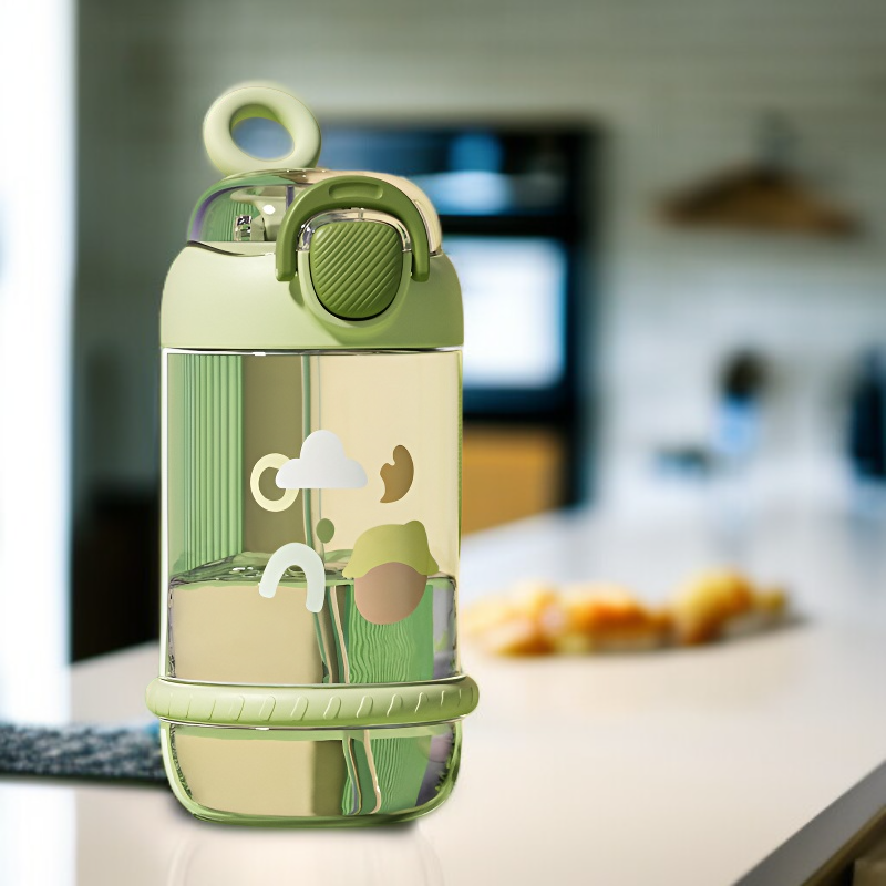 여름 스타일 여자 휴대용 물컵 학생용 빨대컵