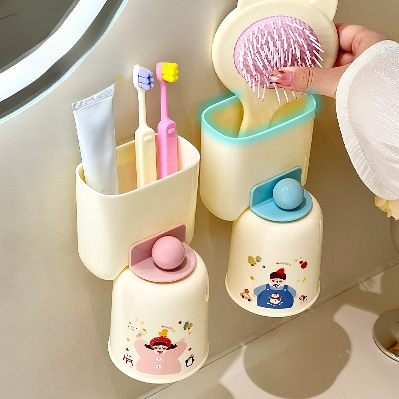 Soporte para cepillos de dientes sin taladro, montado por succión