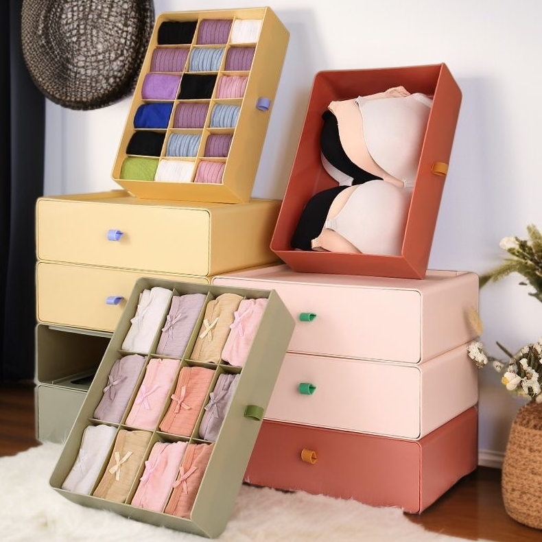 علبة تخزين درجية للملابس مع تقسيم للجوارب والملابس الداخلية والأحذية