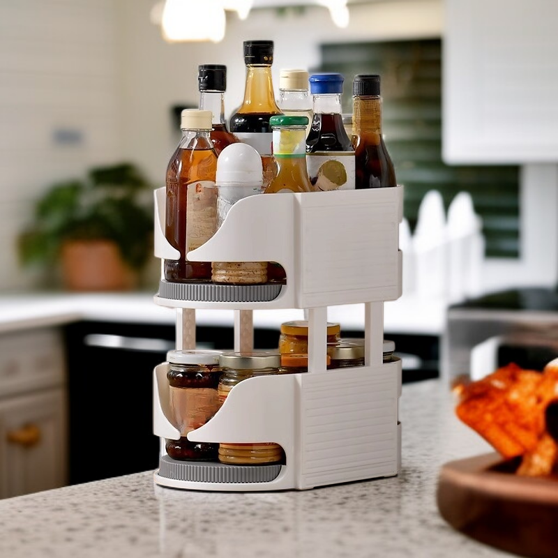  Organizador de cocina giratorio de esquina, soporte para especias y condimentos