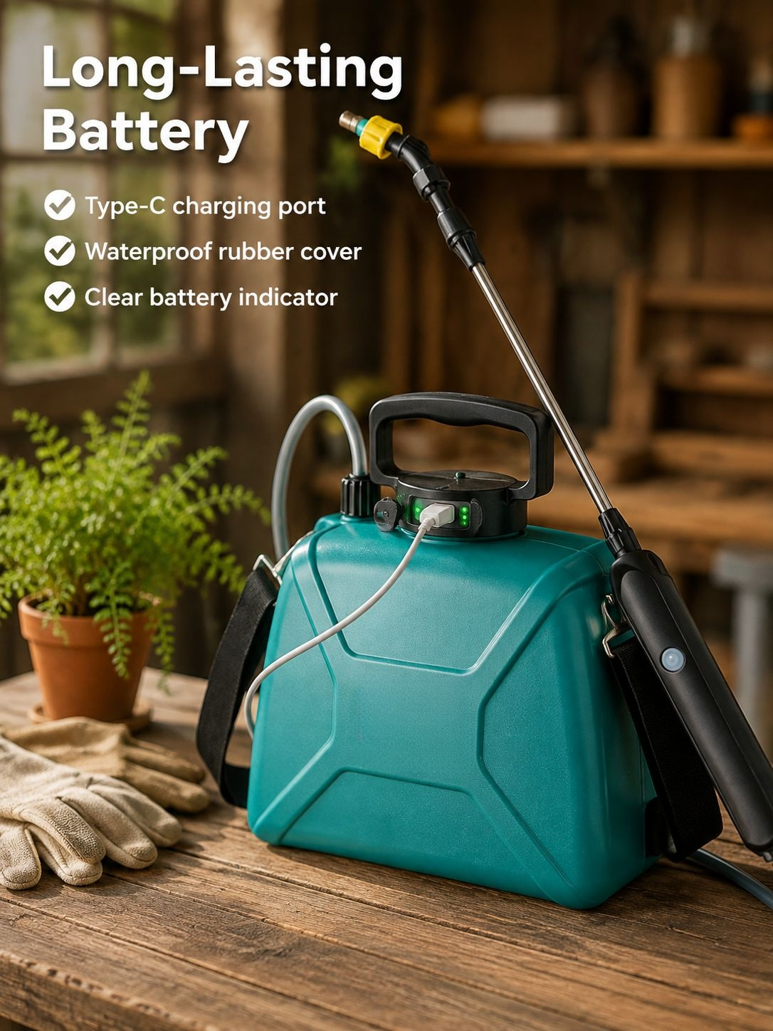 Lightweight electric sprayer in use