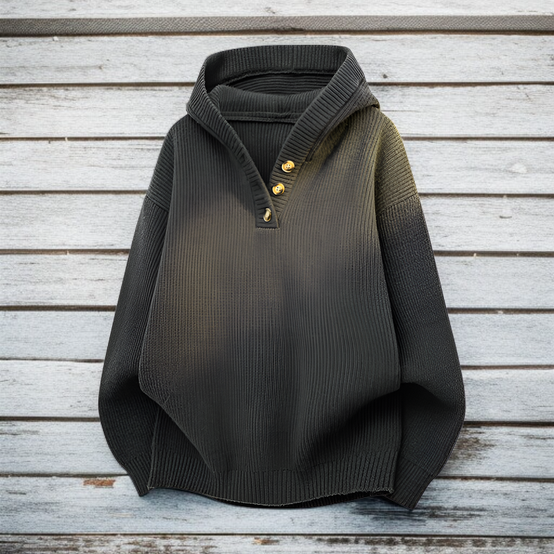 メンズ クロスボーダー トレードセーター 2025年秋冬新作 若々しくエネルギッシュなゆったりフード付きプルオーバー 厚手ニットセーター