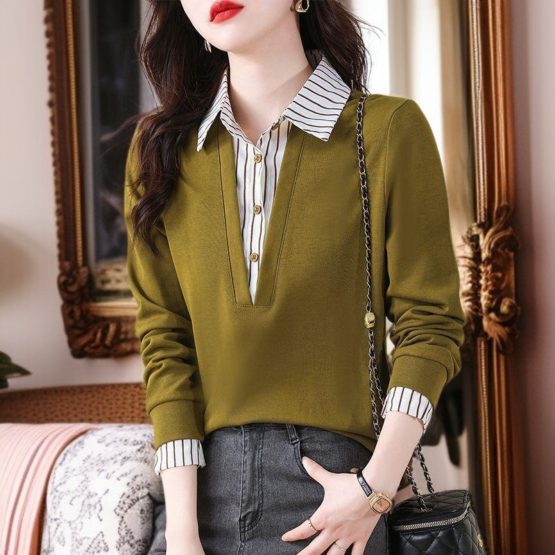 가짜 투피스 셔츠 여 긴팔 맨투맨 봄가을 신상 스타일리쉬 니트 상의 이너