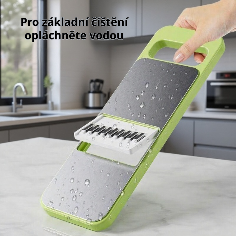 Český: Struhadlo na brambory z nerezové oceli, víceúčelový kráječ