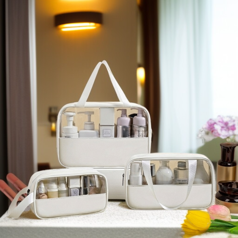 휴대용 대용량 수납 가방 투명 핸드 워터프루프 파우치 여행 필수 세면 가방