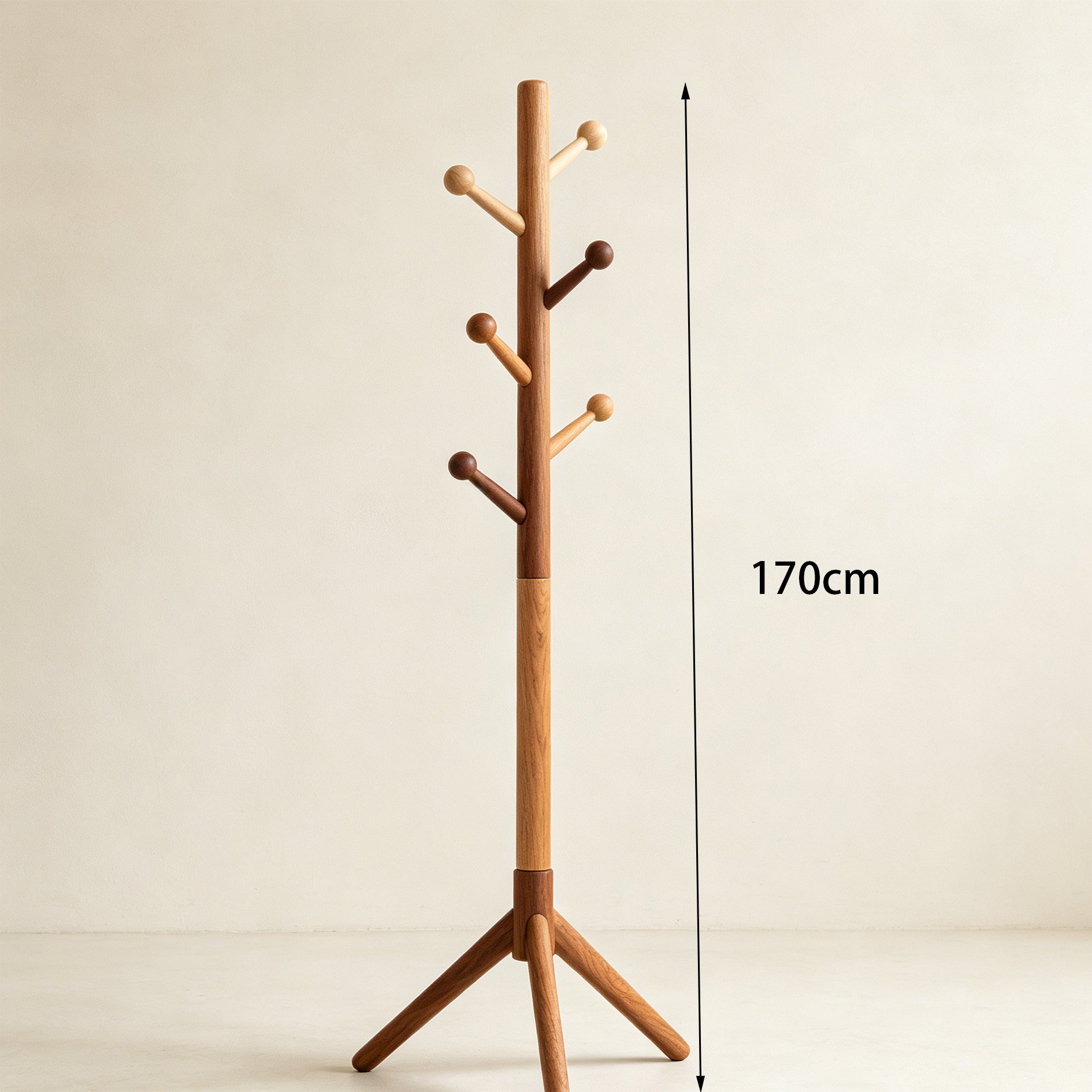 Easy-to-assemble solid wood coat stand