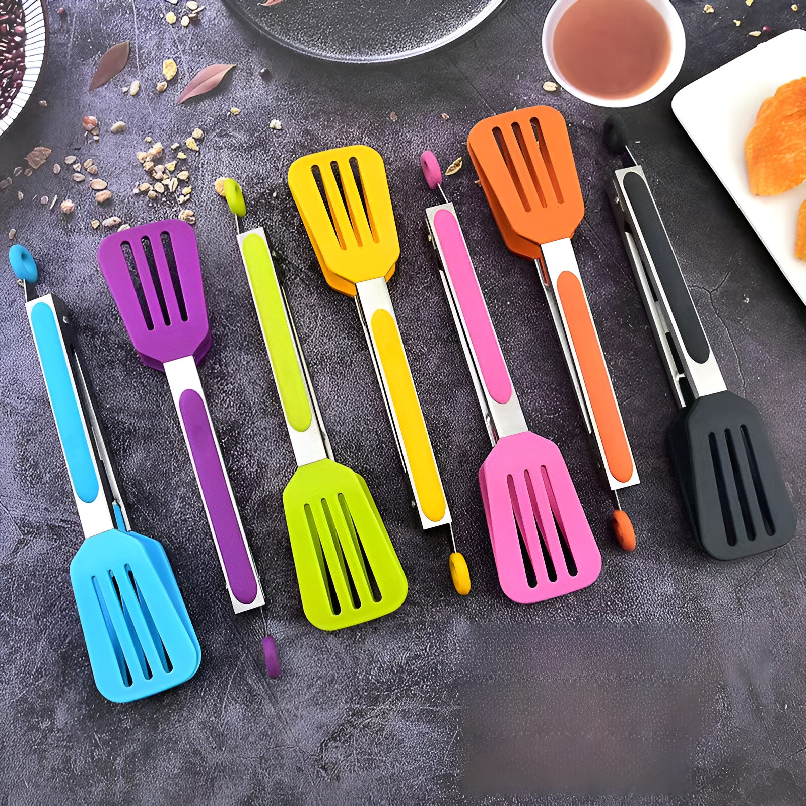Kitchen Multifunctional Silicone Food Tongs and Turner Set