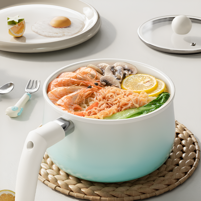 Fluorine-Free Gradient Blue Ceramic Milk Pan
