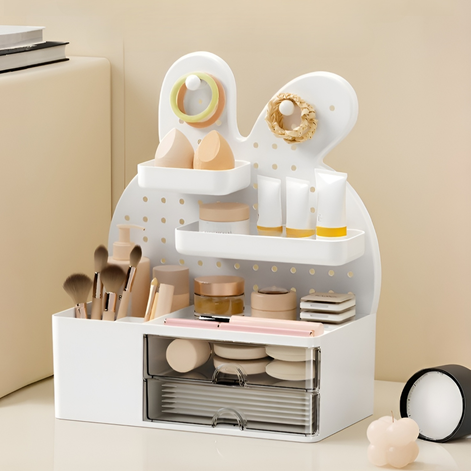 オフィス・学生寮用デスクペン立て&卓上文具収納引き出しボックス