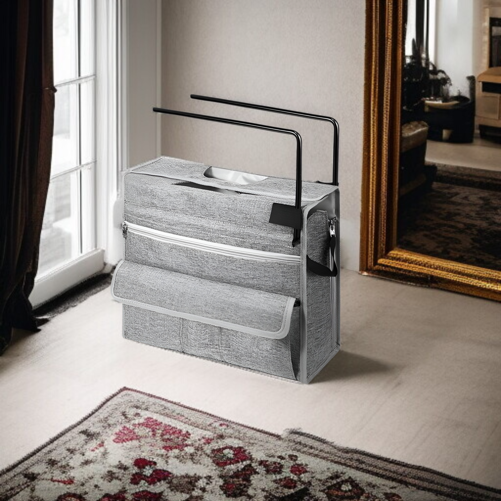 デスクトップ吊り下げ収納バッグ 雑誌・書類収納バッグ オフィスサイド収納バッグ