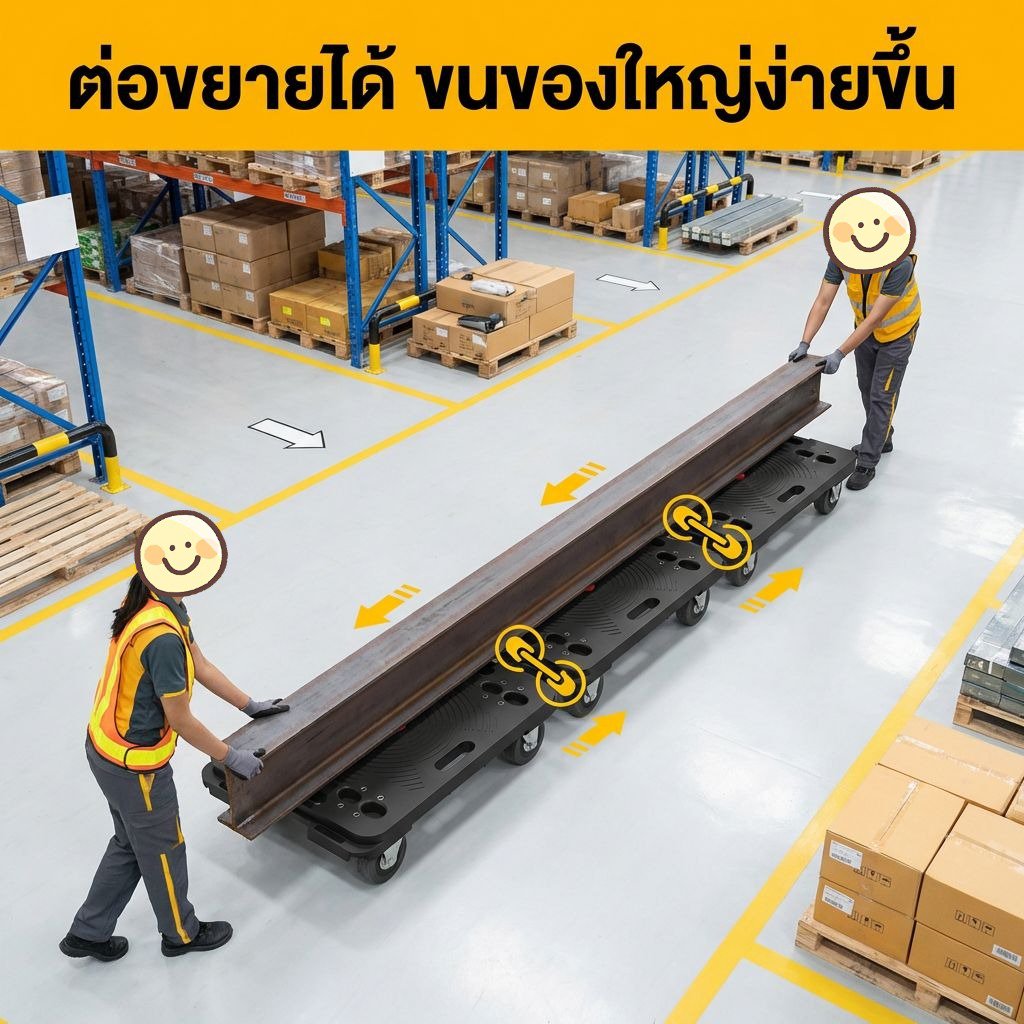 รถเข็นสำหรับขนของแบบเชื่อมต่อได้ พร้อมล้อหมุนรอบทิศทางเงียบสนิท