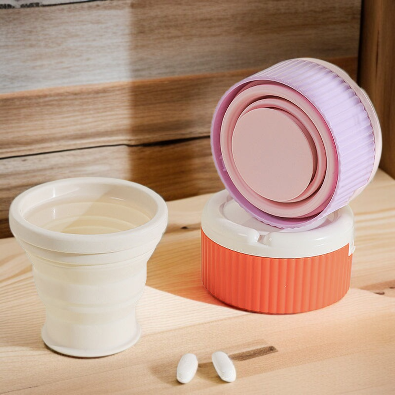휴대용 투인원 멀티 소분함 접이식 물컵 약통 멀티 소형 약통